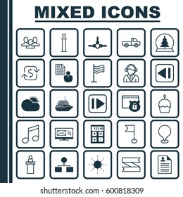 Set Of 25 Universal Editable Icons. Can Be Used For Web, Mobile And App Design. Includes Elements Such As Recurring Payements, Report, Network Structure And More.