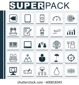 Set Of 25 Universal Editable Icons. Can Be Used For Web, Mobile And App Design. Includes Elements Such As Soda, Duchess, Approved Target And More.
