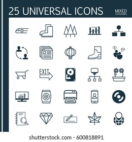 Set Of 25 Universal Editable Icons. Can Be Used For Web, Mobile And App Design. Includes Elements Such As Analysis, Doorway, Local Connection And More.