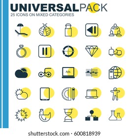Set Of 25 Universal Editable Icons. Can Be Used For Web, Mobile And App Design. Includes Elements Such As Teamwork, Notebook, Hen And More.