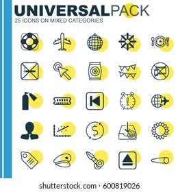 Set Of 25 Universal Editable Icons. Can Be Used For Web, Mobile And App Design. Includes Elements Such As Meal Hour, Dynamic Memory, Clippers And More.