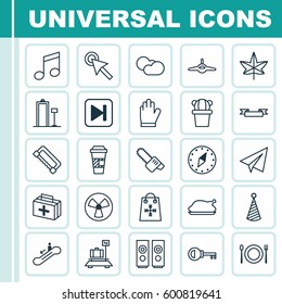 Set Of 25 Universal Editable Icons. Can Be Used For Web, Mobile And App Design. Includes Elements Such As Gasoline Cutter, Escalator Down, Protection Mitt And More.