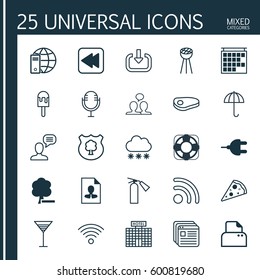 Set Of 25 Universal Editable Icons. Can Be Used For Web, Mobile And App Design. Includes Elements Such As Timber, Sea Rescue, Website Bookmarks And More.