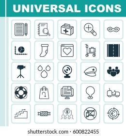 Set Of 25 Universal Editable Icons. Can Be Used For Web, Mobile And App Design. Includes Elements Such As Growth, Collaborative Solution, E-Study And More.
