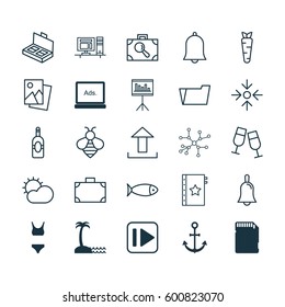 Set Of 25 Universal Editable Icons. Can Be Used For Web, Mobile And App Design. Includes Elements Such As Root, Island Beach, Warranty.