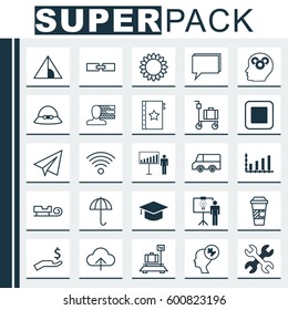 Set Of 25 Universal Editable Icons. Can Be Used For Web, Mobile And App Design. Includes Elements Such As Gingham, Solution Demonstration, Baggage And More.