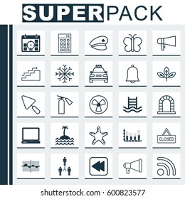 Set Of 25 Universal Editable Icons. Can Be Used For Web, Mobile And App Design. Includes Elements Such As Putty, Alert, Ventilator And More.