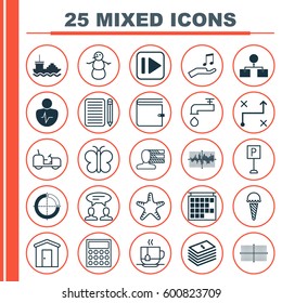 Set Of 25 Universal Editable Icons. Can Be Used For Web, Mobile And App Design. Includes Elements Such As Dialogue, Square Diagram, Bar Graph On Grid And More.