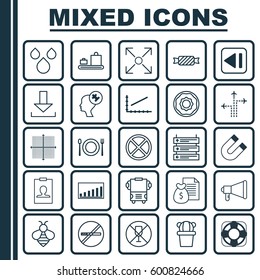 Set Of 25 Universal Editable Icons. Can Be Used For Web, Mobile And App Design. Includes Elements Such As Login, Sea Rescue, Attraction And More.