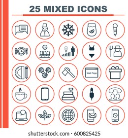 Set Of 25 Universal Editable Icons. Can Be Used For Web, Mobile And App Design. Includes Elements Such As Sprout, Decision Making, Mail Notification And More.