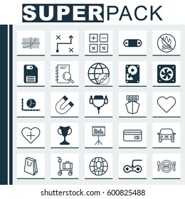 Set Of 25 Universal Editable Icons. Can Be Used For Web, Mobile And App Design. Includes Elements Such As Plastic Card, Handbag, Joystick.