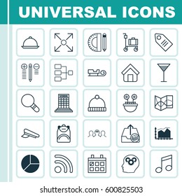 Set Of 25 Universal Editable Icons. Can Be Used For Web, Mobile And App Design. Includes Elements Such As Decision Making, Crotchets, Wifi And More.