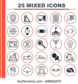 Set Of 25 Universal Editable Icons. Can Be Used For Web, Mobile And App Design. Includes Elements Such As Personal Skills, Media Campaign, Placard And More.