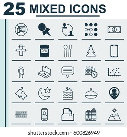 Set Of 25 Universal Editable Icons. Can Be Used For Web, Mobile And App Design. Includes Elements Such As Appointment, Sinus Graph, Suitcase Checking And More.