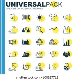 Set Of 25 Universal Editable Icons. Can Be Used For Web, Mobile And App Design. Includes Elements Such As Identification Code, Toboggan, Rubber Boot And More.