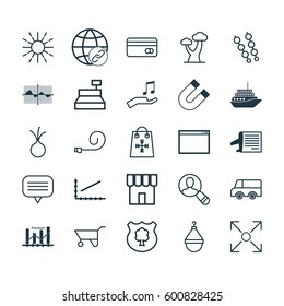 Set Of 25 Universal Editable Icons. Can Be Used For Web, Mobile And App Design. Includes Elements Such As Lightness Mode, Hanger, Garlic And More.