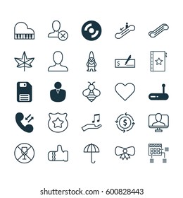Set Of 25 Universal Editable Icons. Can Be Used For Web, Mobile And App Design. Includes Elements Such As Diskette, Note Donate, Gingham And More.