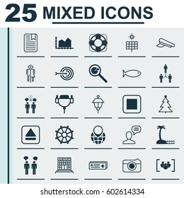 Set Of 25 Universal Editable Icons. Can Be Used For Web, Mobile And App Design. Includes Elements Such As Sea Rescue, Talking Person, Group Organization And More.
