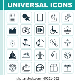 Set Of 25 Universal Editable Icons. Can Be Used For Web, Mobile And App Design. Includes Elements Such As Exit, Accessibility, Business Inspection And More.