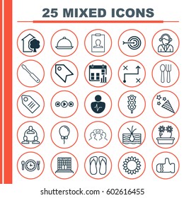 Set Of 25 Universal Editable Icons. Can Be Used For Web, Mobile And App Design. Includes Elements Such As Airfield Manufacture, Balloon, Arrow And More.