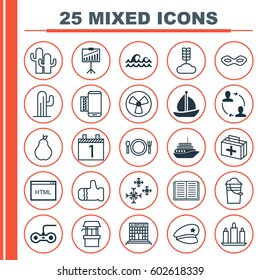 Set Of 25 Universal Editable Icons. Can Be Used For Web, Mobile And App Design. Includes Elements Such As Duchess, Cooperation, Report Demonstration And More.