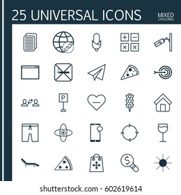 Set Of 25 Universal Editable Icons. Can Be Used For Web, Mobile And App Design. Includes Elements Such As Trading, Roadsign, Sunshine And More.