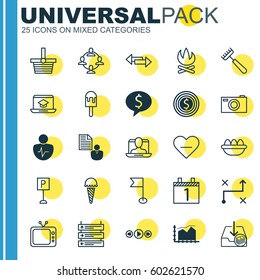 Set Of 25 Universal Editable Icons. Can Be Used For Web, Mobile And App Design. Includes Elements Such As Roadsign, Personal Character, Business Deal And More.