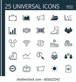Set Of 25 Universal Editable Icons. Can Be Used For Web, Mobile And App Design. Includes Elements Such As PPC, Recurring Payements, Increasing Line Chart And More.