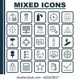 Set Of 25 Universal Editable Icons. Can Be Used For Web, Mobile And App Design. Includes Elements Such As Job Applicants, Badge, Positive And More.