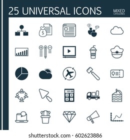 Set Of 25 Universal Editable Icons. Can Be Used For Web, Mobile And App Design. Includes Elements Such As Search Optimization, Cloud, Putty And More.