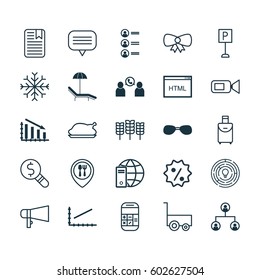 Set Of 25 Universal Editable Icons. Can Be Used For Web, Mobile And App Design. Includes Elements Such As Line Graph, Internet Network, Business Inspection And More.