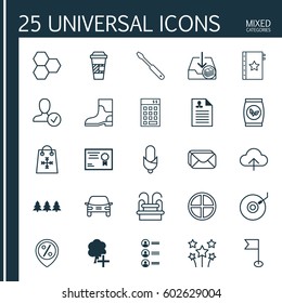 Set Of 25 Universal Editable Icons. Can Be Used For Web, Mobile And App Design. Includes Elements Such As Rubber Boot, Holiday Ornament, Ensign And More.