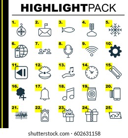 Set Of 25 Universal Editable Icons. Can Be Used For Web, Mobile And App Design. Includes Elements Such As Fishing, Insert Woods, Alert And More.