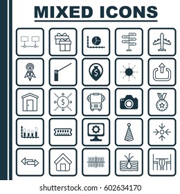 Set Of 25 Universal Editable Icons. Can Be Used For Web, Mobile And App Design. Includes Elements Such As Segmented Bar Graph, Opportunity, Present And More.