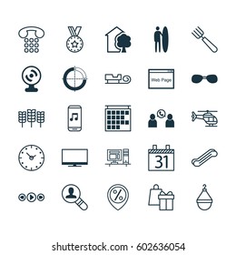 Set Of 25 Universal Editable Icons. Can Be Used For Web, Mobile And App Design. Includes Elements Such As Wheat, Garden Fork, Computer And More.