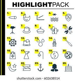 Set Of 25 Universal Editable Icons. Can Be Used For Web, Mobile And App Design. Includes Elements Such As Turn Screw, Sprinkler, Trading And More.