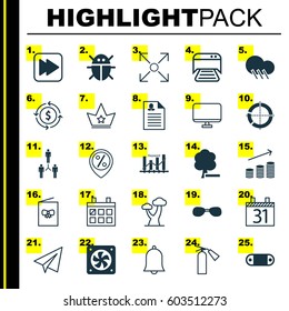 Set Of 25 Universal Editable Icons. Can Be Used For Web, Mobile And App Design. Includes Elements Such As Coins Growth, Following Song, Keyword Optimisation And More.