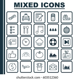 Set Of 25 Universal Editable Icons. Can Be Used For Web, Mobile And App Design. Includes Elements Such As Note, Authentication, Job Applicants And More.