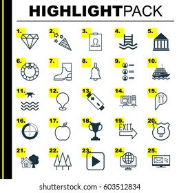 Set Of 25 Universal Editable Icons. Can Be Used For Web, Mobile And App Design. Includes Elements Such As Alkaline, Computer, Disjointed Circle Chart And More.