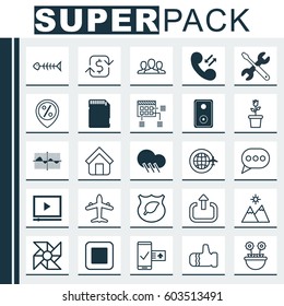 Set Of 25 Universal Editable Icons. Can Be Used For Web, Mobile And App Design. Includes Elements Such As Stop Button, Raindrop, Laptop Ventilator And More.