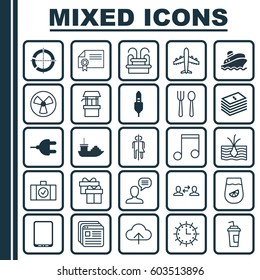 Set Of 25 Universal Editable Icons. Can Be Used For Web, Mobile And App Design. Includes Elements Such As Restroom, Dollar Banknote, Website Bookmarks And More.
