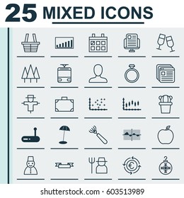 Set Of 25 Universal Editable Icons. Can Be Used For Web, Mobile And App Design. Includes Elements Such As Harrow, Router, Wedding Jewel And More.