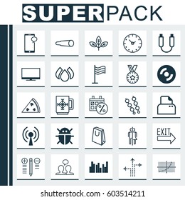 Set Of 25 Universal Editable Icons. Can Be Used For Web, Mobile And App Design. Includes Elements Such As Aqua, File Scanner, Pepperoni And More.
