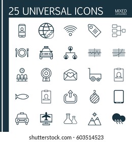 Set Of 25 Universal Editable Icons. Can Be Used For Web, Mobile And App Design. Includes Elements Such As Connectivity, Raindrop, Web Discussing And More.