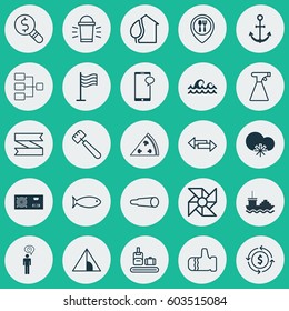 Set Of 25 Universal Editable Icons. Can Be Used For Web, Mobile And App Design. Includes Elements Such As Laptop Ventilator, Crossroad, Home And More.