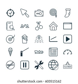 Set Of 25 Universal Editable Icons. Can Be Used For Web, Mobile And App Design. Includes Elements Such As Speed Checker, Line Graph, Stop Smoke And More.