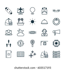 Set Of 25 Universal Editable Icons. Can Be Used For Web, Mobile And App Design. Includes Elements Such As Group Organization, Sweet, Finance And More.