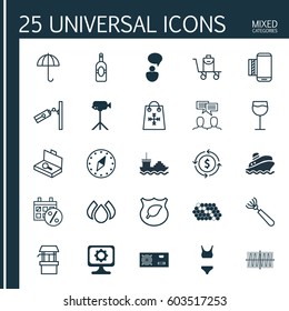 Set Of 25 Universal Editable Icons. Can Be Used For Web, Mobile And App Design. Includes Elements Such As PC, Water Source, Aqua And More.