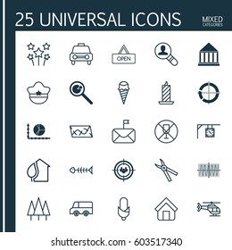 Set Of 25 Universal Editable Icons. Can Be Used For Web, Mobile And App Design. Includes Elements Such As Board, Route, Open Vacancy And More.