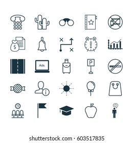 Set Of 25 Universal Editable Icons. Can Be Used For Web, Mobile And App Design. Includes Elements Such As Stop Smoke, Report, Toffee Candy.
